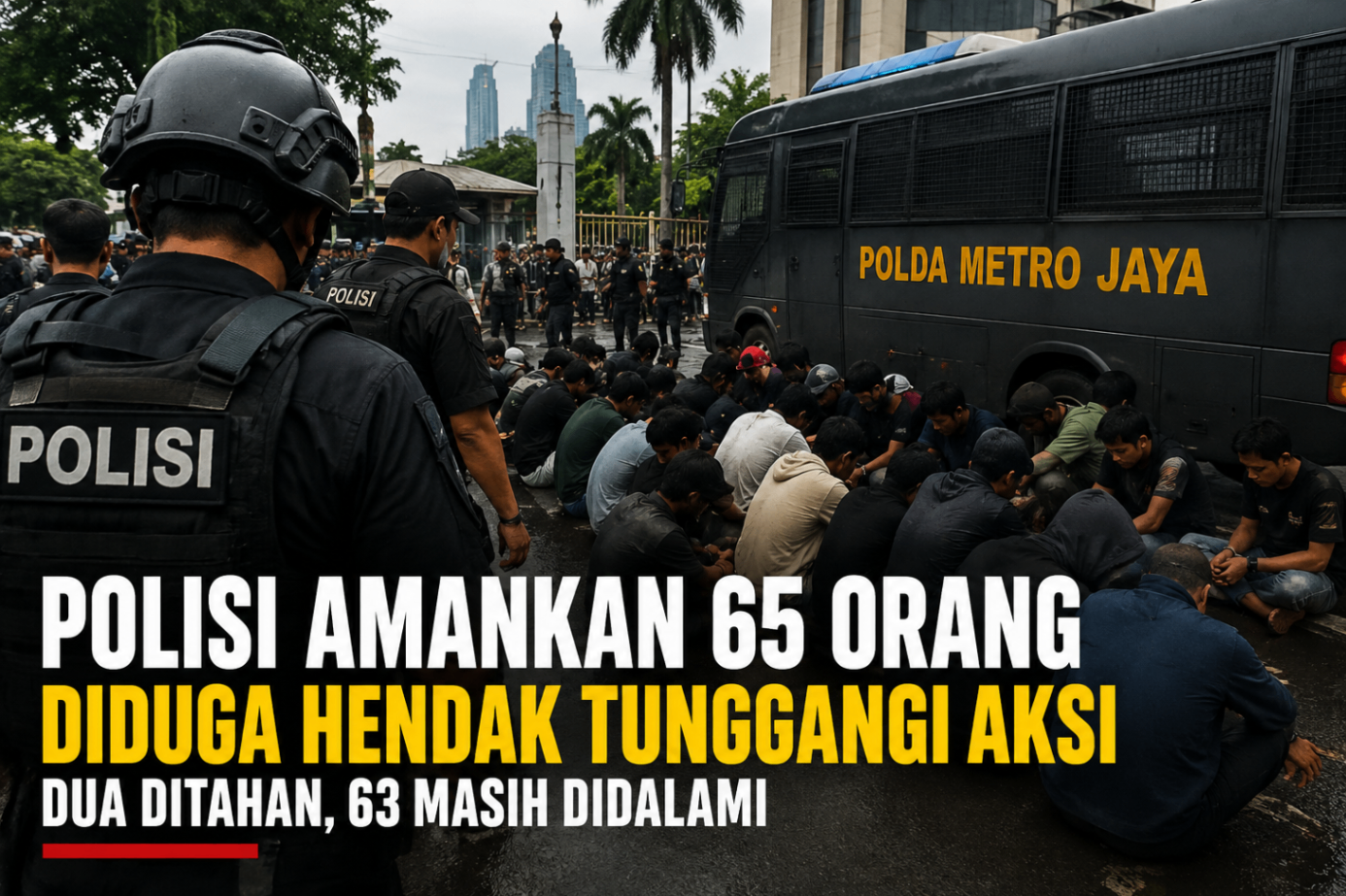 Polisi Amankan 65 Orang Diduga Hendak Tunggangi Aksi di DPR, Dua Jadi Tersangka